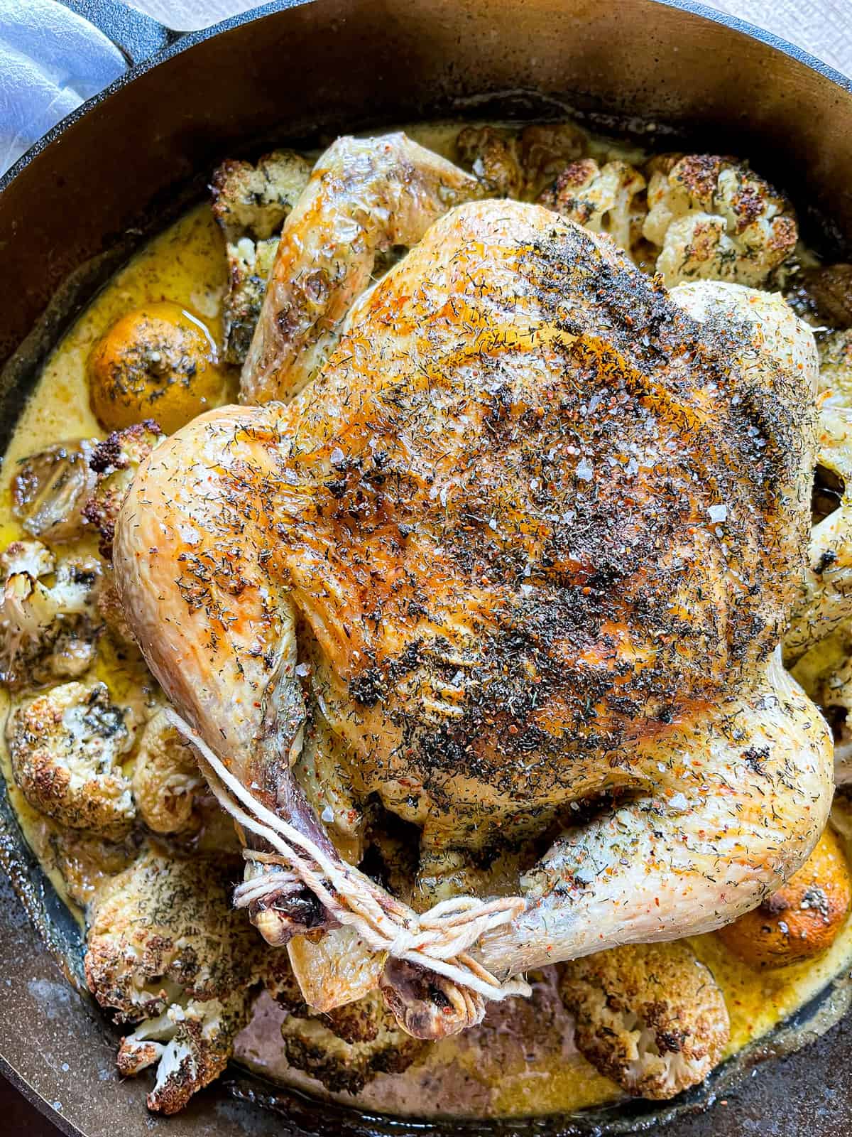 Easy chicken skillet with cauliflower, shallot, and a creamy sauce