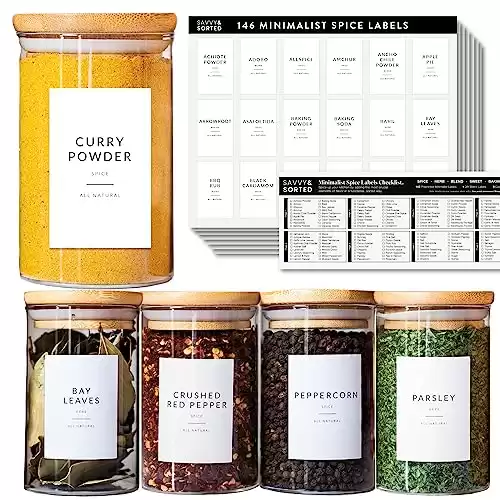 Minimalist Spice Labels for Spice Jars