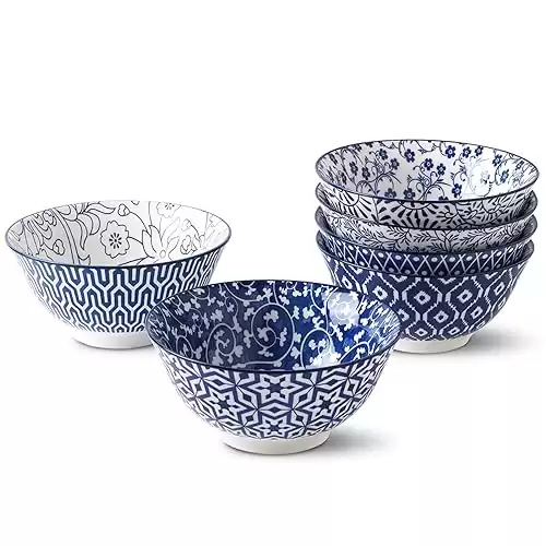 Selamica Blue and White Porcelain Bowl Set